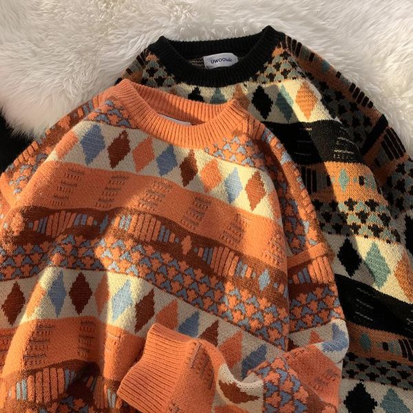 men's sweaters wear sweater 2021 autumn winter loose all-match korean style vintage oversize kintted round collar pullovers, White;black
men's sweaters wear sweater 2021 autumn winter loose all-match korean style vintage oversize kintted round collar pullovers, White;black