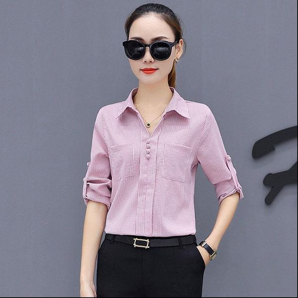 office work wear ol women spring summer chiffon blouses shirts pink blue yellow long sleeve striped blusas dd1884, White
office work wear ol women spring summer chiffon blouses shirts pink blue yellow long sleeve striped blusas dd1884, White