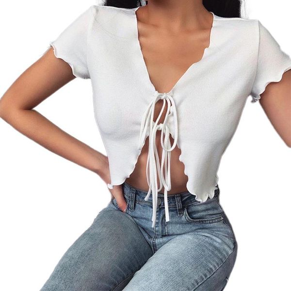 women's tanks & camis 2021 summer women ladies v neck t shirt casual plain short sleeve front open bandage cardigan crop slim club, White
women's tanks & camis 2021 summer women ladies v neck t shirt casual plain short sleeve front open bandage cardigan crop slim club, White