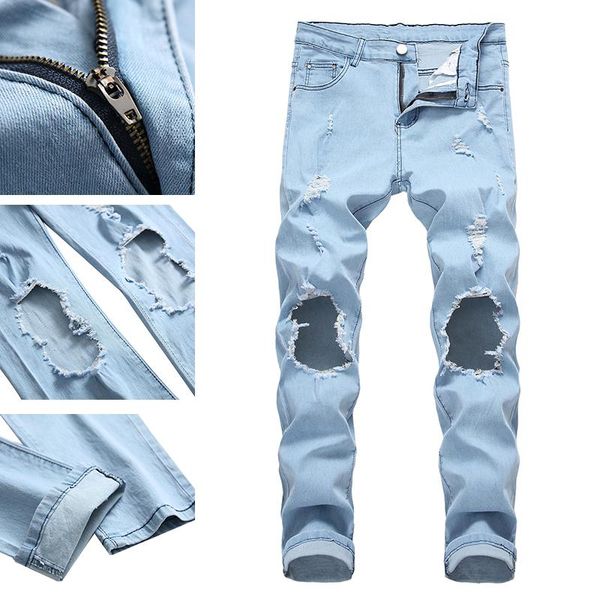 male korean style loose straight leg trend wild harem pants long pants new stretch high waist ripped jeans, Blue
male korean style loose straight leg trend wild harem pants long pants new stretch high waist ripped jeans, Blue