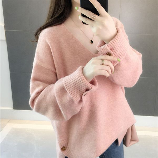 spring fashion solid knitted sweater women korean loose jumpers ladies 5 color v-neck long sleeve knitting pullover female dfl9, White;black
spring fashion solid knitted sweater women korean loose jumpers ladies 5 color v-neck long sleeve knitting pullover female dfl9, White;black