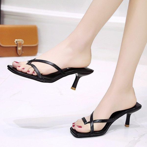 slippers high-heeled women's summer 2021 one-word flip flops stiletto heel outer wear all-match thin strap shoes sandals, Black
slippers high-heeled women's summer 2021 one-word flip flops stiletto heel outer wear all-match thin strap shoes sandals, Black