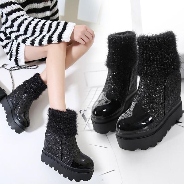 boots 2021 winter women height increasing shoes sweet ladies ankle warm fur party total 12cm, Black
boots 2021 winter women height increasing shoes sweet ladies ankle warm fur party total 12cm, Black