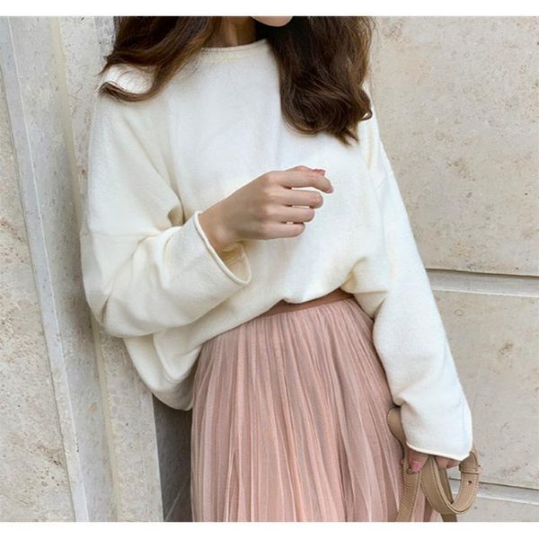 women's sweaters fall / winter 2021 languid pullover sweater korean version loose for students, White;black
women's sweaters fall / winter 2021 languid pullover sweater korean version loose for students, White;black