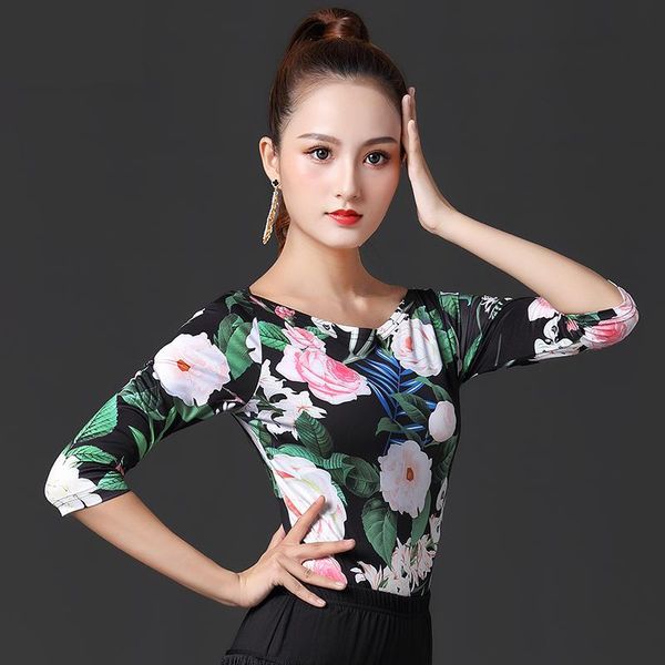 stage wear autumn latin dance performance shirt female print national standard ballroom dancing practice clothing round neck, Black;red
stage wear autumn latin dance performance shirt female print national standard ballroom dancing practice clothing round neck, Black;red