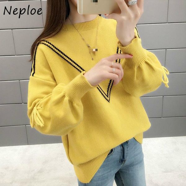women's sweaters neploe panelled patchwork sweater women 2021 chic lace up bow loose knitted autumn winter fashion pullovers 1g519, White;black
women's sweaters neploe panelled patchwork sweater women 2021 chic lace up bow loose knitted autumn winter fashion pullovers 1g519, White;black