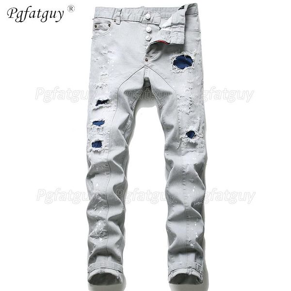 autumn winter men's jeans slim stretch fashion ripped hole patch gray denim pants new style trousers hip hop punk streetwear, Blue
autumn winter men's jeans slim stretch fashion ripped hole patch gray denim pants new style trousers hip hop punk streetwear, Blue