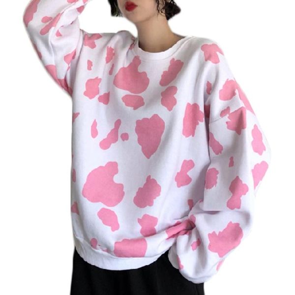 women's hoodies & sweatshirts women long sleeve o-neck sweatshirt harajuku style cute pink cow dot print pullover tunic oversized loos, Black
women's hoodies & sweatshirts women long sleeve o-neck sweatshirt harajuku style cute pink cow dot print pullover tunic oversized loos, Black