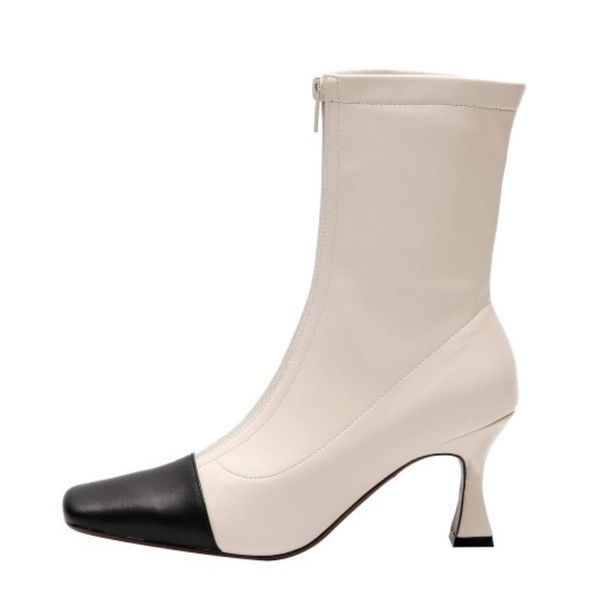 women geneuine leather shoes ankel boots sqaure toe zipper mixed color thick heel fashion ladies footwear size 34-42, Black
women geneuine leather shoes ankel boots sqaure toe zipper mixed color thick heel fashion ladies footwear size 34-42, Black