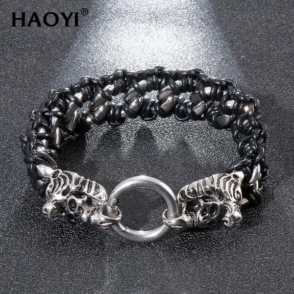 charm bracelets 2021 retro rock punk leather bracelet men's stainless steel skull headdress pendant ladies jewelry, Golden;silver
charm bracelets 2021 retro rock punk leather bracelet men's stainless steel skull headdress pendant ladies jewelry, Golden;silver