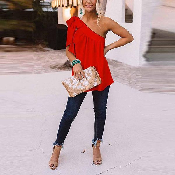 women's blouses & shirts blouse shirt casual solid one shoulder sleeveless summer bow feminina large size blusas y camisas, White
women's blouses & shirts blouse shirt casual solid one shoulder sleeveless summer bow feminina large size blusas y camisas, White