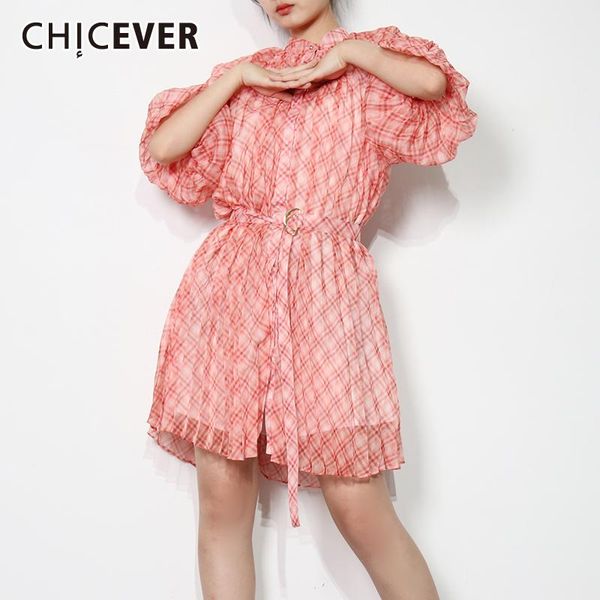 party dresses chicever print gingham dress for women stand collar puff sleeve high waist sashes mini summer female fashion clothes, White;black
party dresses chicever print gingham dress for women stand collar puff sleeve high waist sashes mini summer female fashion clothes, White;black
