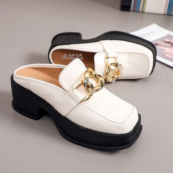 slippers women's shoes spring 2021 fashion metal decorative round toe mules ytmtloy indoor zapatillas mujer casa, Black 
slippers women's shoes spring 2021 fashion metal decorative round toe mules ytmtloy indoor zapatillas mujer casa, Black