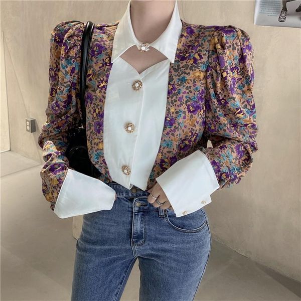 women's blouses & shirts retro women korean floral lapel camisa puff sleeves sweet chiffon shirt ladies and 2021 spring xc556, White
women's blouses & shirts retro women korean floral lapel camisa puff sleeves sweet chiffon shirt ladies and 2021 spring xc556, White