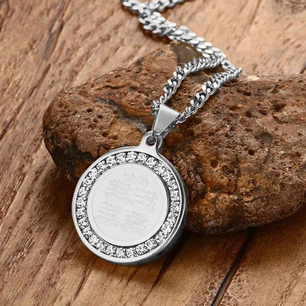 pendant necklaces islamic religious spell disc necklace for men and women inlaid with hao stone party jewelry, Silver
pendant necklaces islamic religious spell disc necklace for men and women inlaid with hao stone party jewelry, Silver