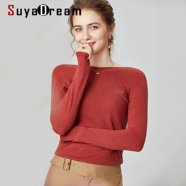 suyadream woman wool sweaters 100%wool slash neck pullovers long sleeve solid slim rib knits sweaters fall winter knit 210218, White;black
suyadream woman wool sweaters 100%wool slash neck pullovers long sleeve solid slim rib knits sweaters fall winter knit 210218, White;black