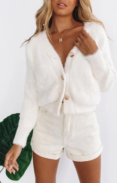 women's sweaters autumn winter plush women knitted cardigans solid color casual long sleeve v-neck for ladies, White;black
women's sweaters autumn winter plush women knitted cardigans solid color casual long sleeve v-neck for ladies, White;black