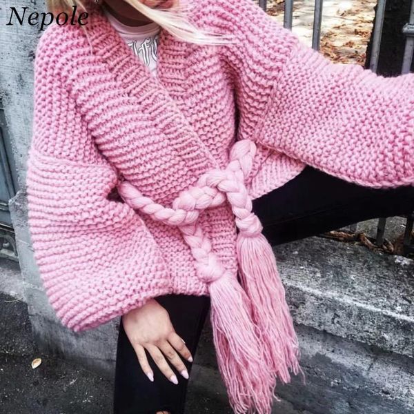women's sweaters neploe braided drawstring tassel women cardigan solid casual loose fashion open stich 2021 autumn winter sweet sweater, White;black
women's sweaters neploe braided drawstring tassel women cardigan solid casual loose fashion open stich 2021 autumn winter sweet sweater, White;black