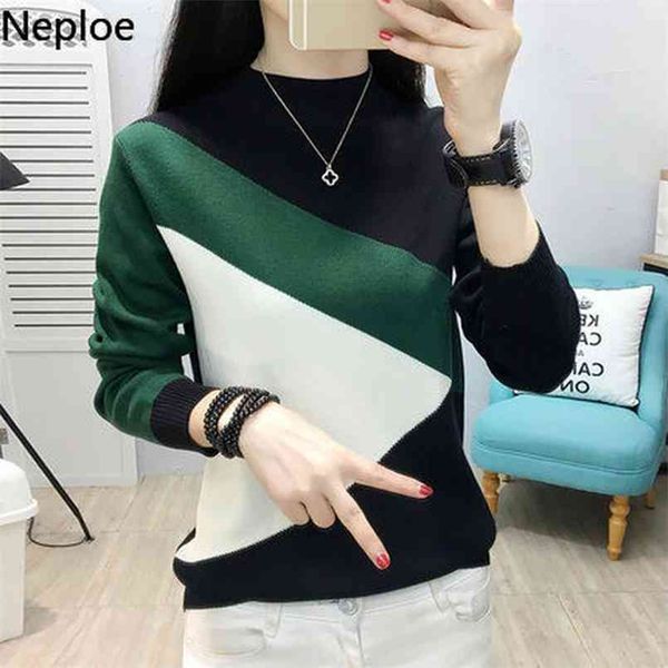 neploe sweater for women autumn winter knit pullover korean contrast color turtleneck sweaters fashion pull jumpers 210914, White;black
neploe sweater for women autumn winter knit pullover korean contrast color turtleneck sweaters fashion pull jumpers 210914, White;black