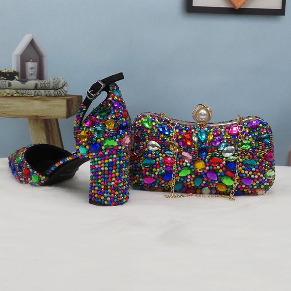 women wedding matching bags multicolored crystal thick high heels ladies party shoes pumps super big size h76r, Black
women wedding matching bags multicolored crystal thick high heels ladies party shoes pumps super big size h76r, Black