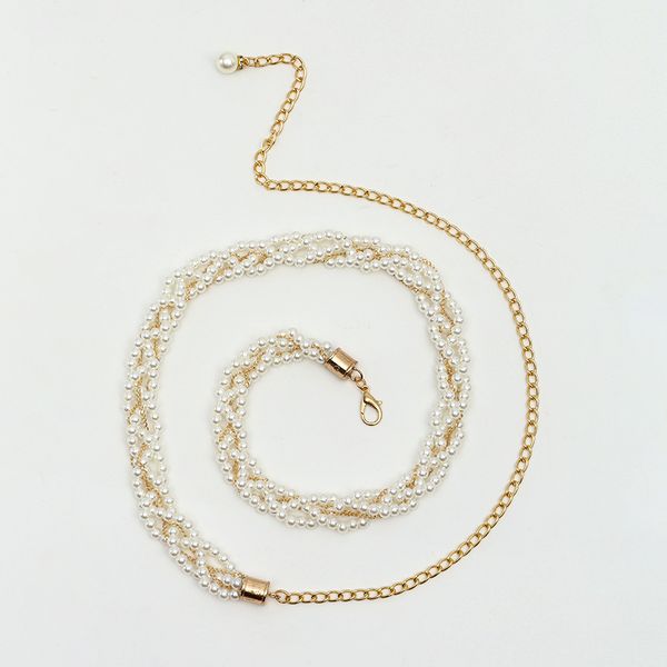 women's new korean popular fashion versatile pearl waist chain dress decorative belt trend belt women, Black;brown
women's new korean popular fashion versatile pearl waist chain dress decorative belt trend belt women, Black;brown