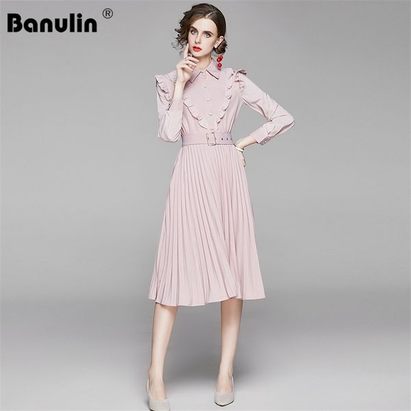 autumn women runway designer elegant pink chiffon dress long sleeve ruffles belt pleated party robe femme casual vestidos 210603, Black;gray
autumn women runway designer elegant pink chiffon dress long sleeve ruffles belt pleated party robe femme casual vestidos 210603, Black;gray