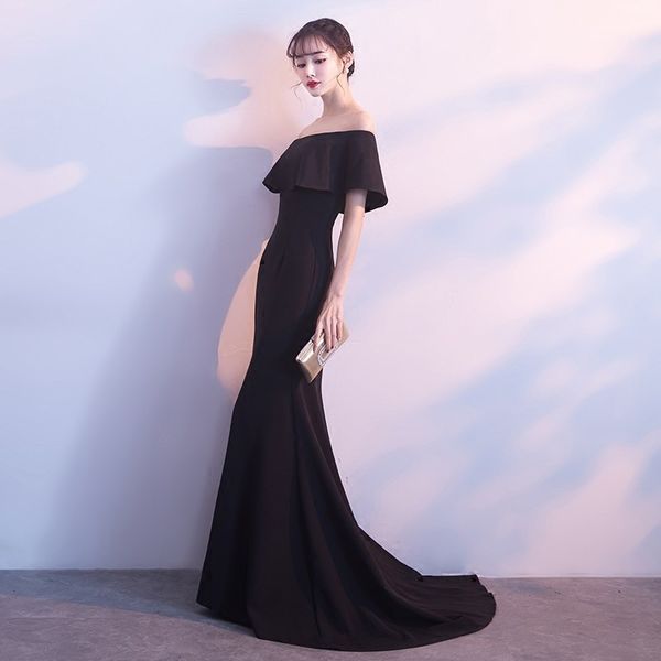 Formal Long Black Evening Dress Backless Boat Neck Mermaid Sweep Train Party Women Dresses
Formal Long Black Evening Dress Backless Boat Neck Mermaid Sweep Train Party Women Dresses