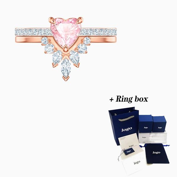 cluster rings swa ring fashion engagement rose gold double light pink heart-shaped crystal women's jewelry gift free, Golden;silver
cluster rings swa ring fashion engagement rose gold double light pink heart-shaped crystal women's jewelry gift free, Golden;silver