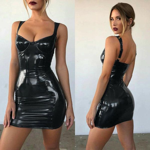 casual dresses womens summer bandage bodycon latex faux pu leather sleeveless party evening short mini dress, Black;gray
casual dresses womens summer bandage bodycon latex faux pu leather sleeveless party evening short mini dress, Black;gray