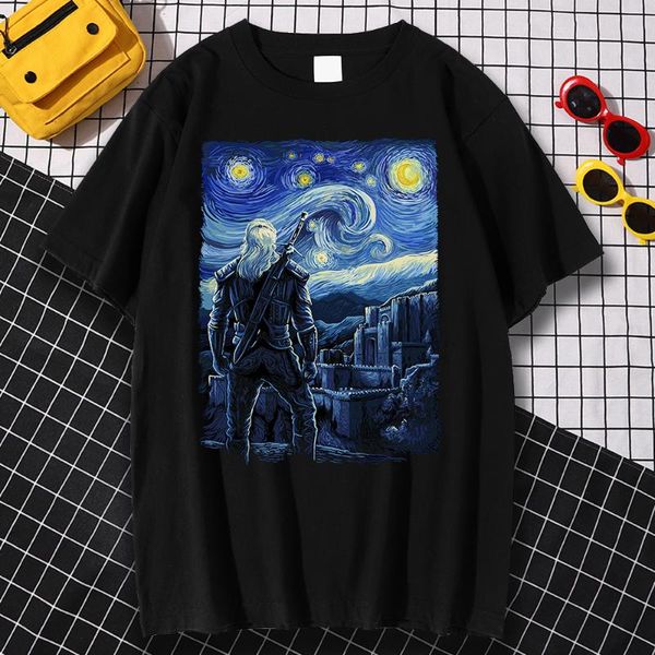 men's t-shirts starry kaer morhen prints 2021 male t-shirt couple quality summer loose tee clothing vintage for men., White;black
men's t-shirts starry kaer morhen prints 2021 male t-shirt couple quality summer loose tee clothing vintage for men., White;black