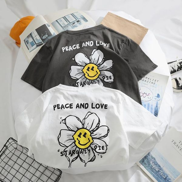 men's t-shirts loose t-shirt male short sleeve student couple half men and women, White;black
men's t-shirts loose t-shirt male short sleeve student couple half men and women, White;black