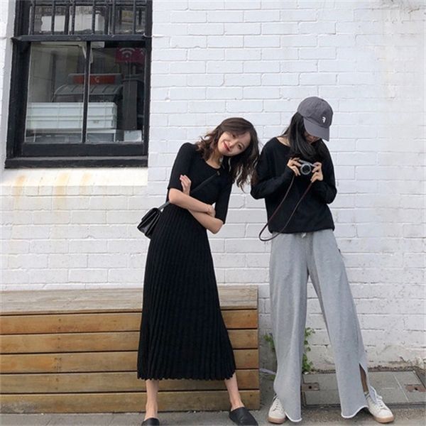 xibusana women 2020 autumn winter new knitted pleated ankle length dress female long sleeve solid draped casual dresses vestidos y0118, Black;gray
xibusana women 2020 autumn winter new knitted pleated ankle length dress female long sleeve solid draped casual dresses vestidos y0118, Black;gray