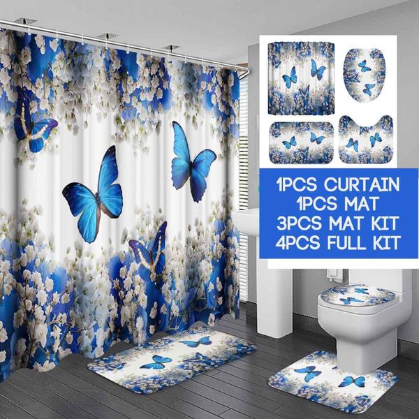 shower curtains blue butterfly 180x180cm waterproof flowers curtain sets +non-slip rugs toilet lid cover and bath mat
shower curtains blue butterfly 180x180cm waterproof flowers curtain sets +non-slip rugs toilet lid cover and bath mat