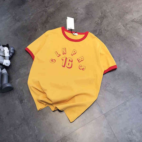 2022 factory wholesale new summer couple small fresh alphanumeric 16 print contrast collar round neck short sleeve t-shirt, White
2022 factory wholesale new summer couple small fresh alphanumeric 16 print contrast collar round neck short sleeve t-shirt, White
