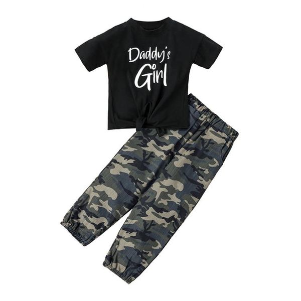 clothing sets children kids girls 2-7y 2-piece outfit short sleeve letters print black t-shirts +camouflage pants streetwear, White
clothing sets children kids girls 2-7y 2-piece outfit short sleeve letters print black t-shirts +camouflage pants streetwear, White