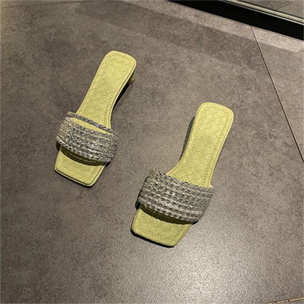 slippers ladies thick heel 2021 summer products fashion one word sequins shoes imitation weaving vamp slides women, Black
slippers ladies thick heel 2021 summer products fashion one word sequins shoes imitation weaving vamp slides women, Black