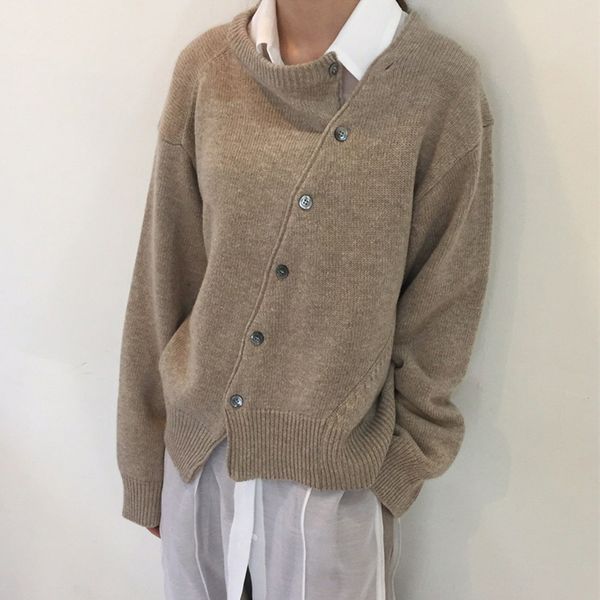 green cardigan women sweater irregular knitted 2021 fall clothes gray casual vintage long sleeve zipper fashion new, White;black
green cardigan women sweater irregular knitted 2021 fall clothes gray casual vintage long sleeve zipper fashion new, White;black