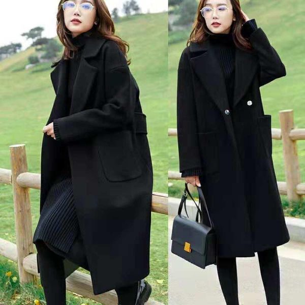 women's wool & blends the fall and winter of 2021 han edition dress long woolen cloth coat cultivate morality female hepburn wind, Black
women's wool & blends the fall and winter of 2021 han edition dress long woolen cloth coat cultivate morality female hepburn wind, Black