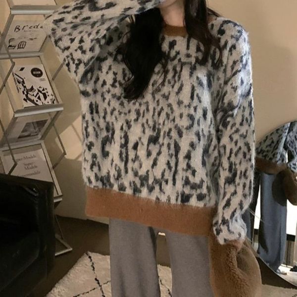 women's sweaters port chic loose contrast leopard print pullover sweater autumn winter net infrared wear long sleeve women, White;black
women's sweaters port chic loose contrast leopard print pullover sweater autumn winter net infrared wear long sleeve women, White;black