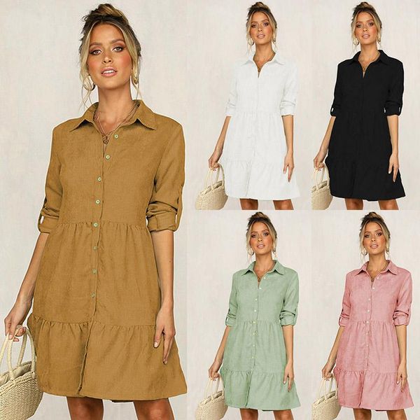2021 shirt dress long sleeve women clothing autumn winter dress button turn-down collar ladies a-line party vestidos, Black;gray
2021 shirt dress long sleeve women clothing autumn winter dress button turn-down collar ladies a-line party vestidos, Black;gray