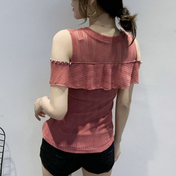 2021 new summer fashion korean clothes t-shirt off shouder shiny beading women ropa mujer short sleeve mesh tees t06422 d58q, White
2021 new summer fashion korean clothes t-shirt off shouder shiny beading women ropa mujer short sleeve mesh tees t06422 d58q, White
