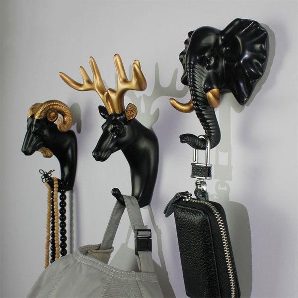 1 piece animal head pattern wall-mounted coat hook hat key hanger home porch decor