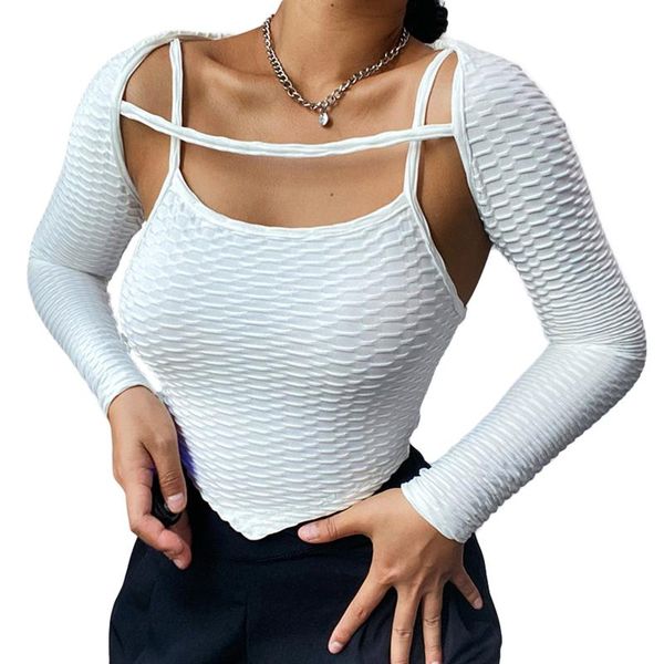 women's swimwear women\u2021s t-shirt and vest suit fashion solid color long sleeve backless exposed navel camisole, White;black
women's swimwear women\u2021s t-shirt and vest suit fashion solid color long sleeve backless exposed navel camisole, White;black