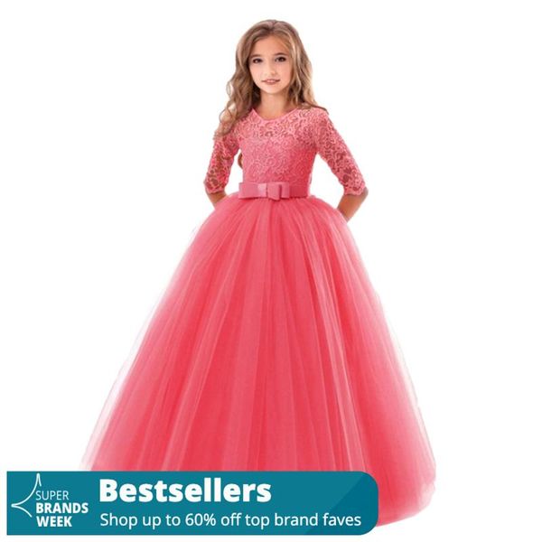 girl's dresses girls for party and wedding vintage flower lace 3/4 sleeves formal dance dress kids, Red;yellow
girl's dresses girls for party and wedding vintage flower lace 3/4 sleeves formal dance dress kids, Red;yellow