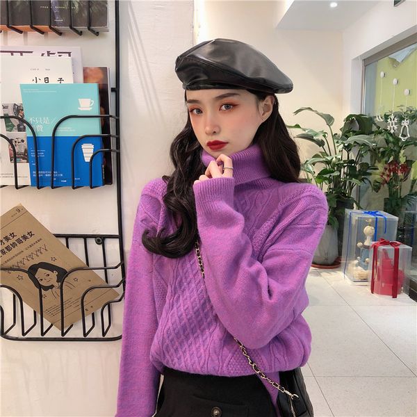 2021 new women spring turtleneck pullovers casual female knitted loose fit sweater retro solid color ladies knitwear en8x, White;black
2021 new women spring turtleneck pullovers casual female knitted loose fit sweater retro solid color ladies knitwear en8x, White;black