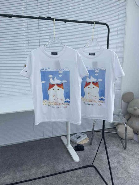 2022 factory wholesale new feijia fl summer illustration cat round neck short sleeve t-shirt for men and women, White
2022 factory wholesale new feijia fl summer illustration cat round neck short sleeve t-shirt for men and women, White