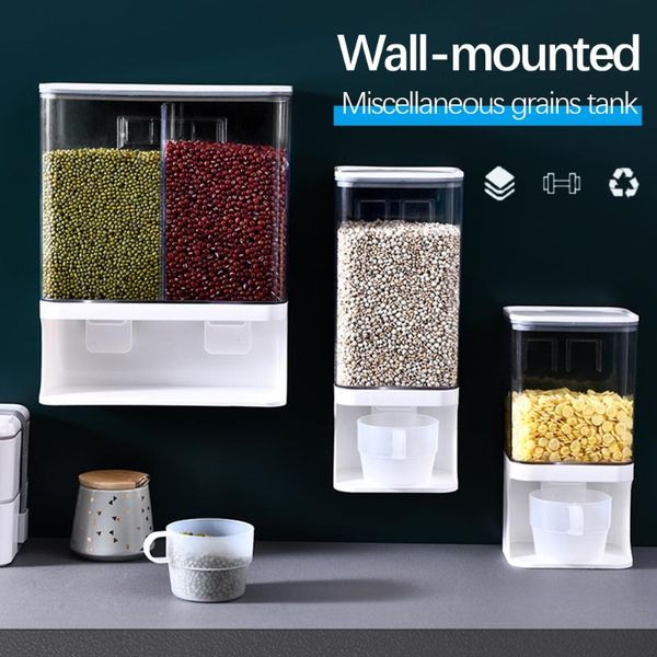 wall mounted divided rice and cereal dispenser 6 moisture proof automatic racks sealed storage box rice storage container
wall mounted divided rice and cereal dispenser 6 moisture proof automatic racks sealed storage box rice storage container