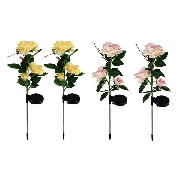 lawn lamps 4 pcs solar flower lights outdoor waterproof decorative powered 3 rose led lamp, 2 yellow & pink
lawn lamps 4 pcs solar flower lights outdoor waterproof decorative powered 3 rose led lamp, 2 yellow & pink