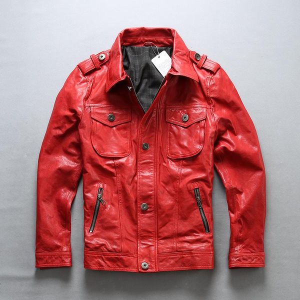 men's leather & faux factory 2021 men red genuine motorcycle jacket fashion single-breasted vegetable tannin sheepskin rider biker, Black
men's leather & faux factory 2021 men red genuine motorcycle jacket fashion single-breasted vegetable tannin sheepskin rider biker, Black