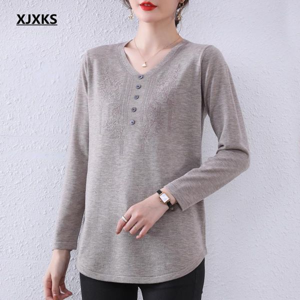 women's sweaters xjxks 2021 autumn winter fashion button v-neck women sweater comfortable wool knitted mid-length pullover, White;black
women's sweaters xjxks 2021 autumn winter fashion button v-neck women sweater comfortable wool knitted mid-length pullover, White;black